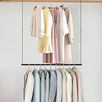 STOSTO Adjustable Closet Hanging Rod Extender - Length & Height Adjustable Steel Bar, Space-Saving for Double Hanging Clothes, Black
