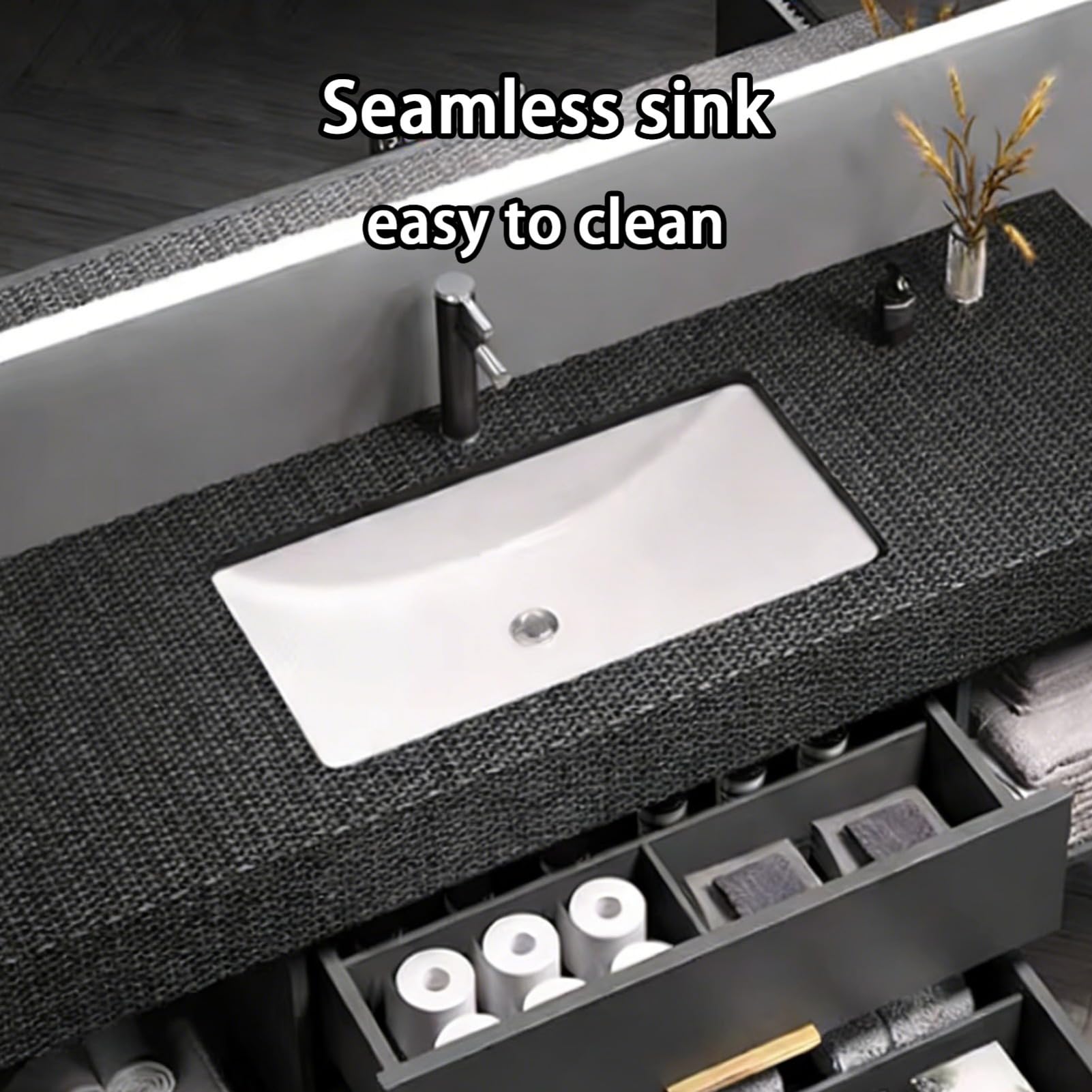 52IN Bathroom Vanity with Sink - Wall Mounted Bathroom Vanity Include Smart Defogging Mirror and Multiple Storage Spaces — view 3