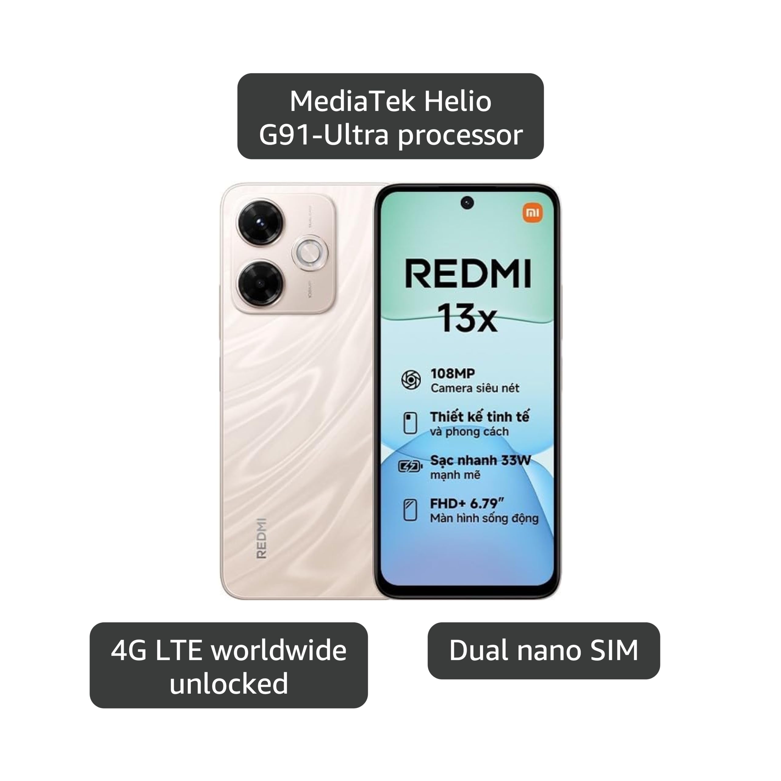 Xiaomi Redmi 13x スマートフォン 8GB+256GB グローバル Amazon.com: Xiaomi Redmi 13X 4G LTE (256GB + 8GB) (for Tmobile