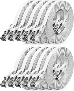 deleyCON 10x 1m CAT 8 Kabel Sieciowy Płaski (40 Gbit/s, Miedź) Gigabit Ethernet LAN Cable – Płaski Cienki Kabel Przewód Patchkabel Długi – Wtyk RJ45 do CAT8 CAT7 CAT6 – Biały