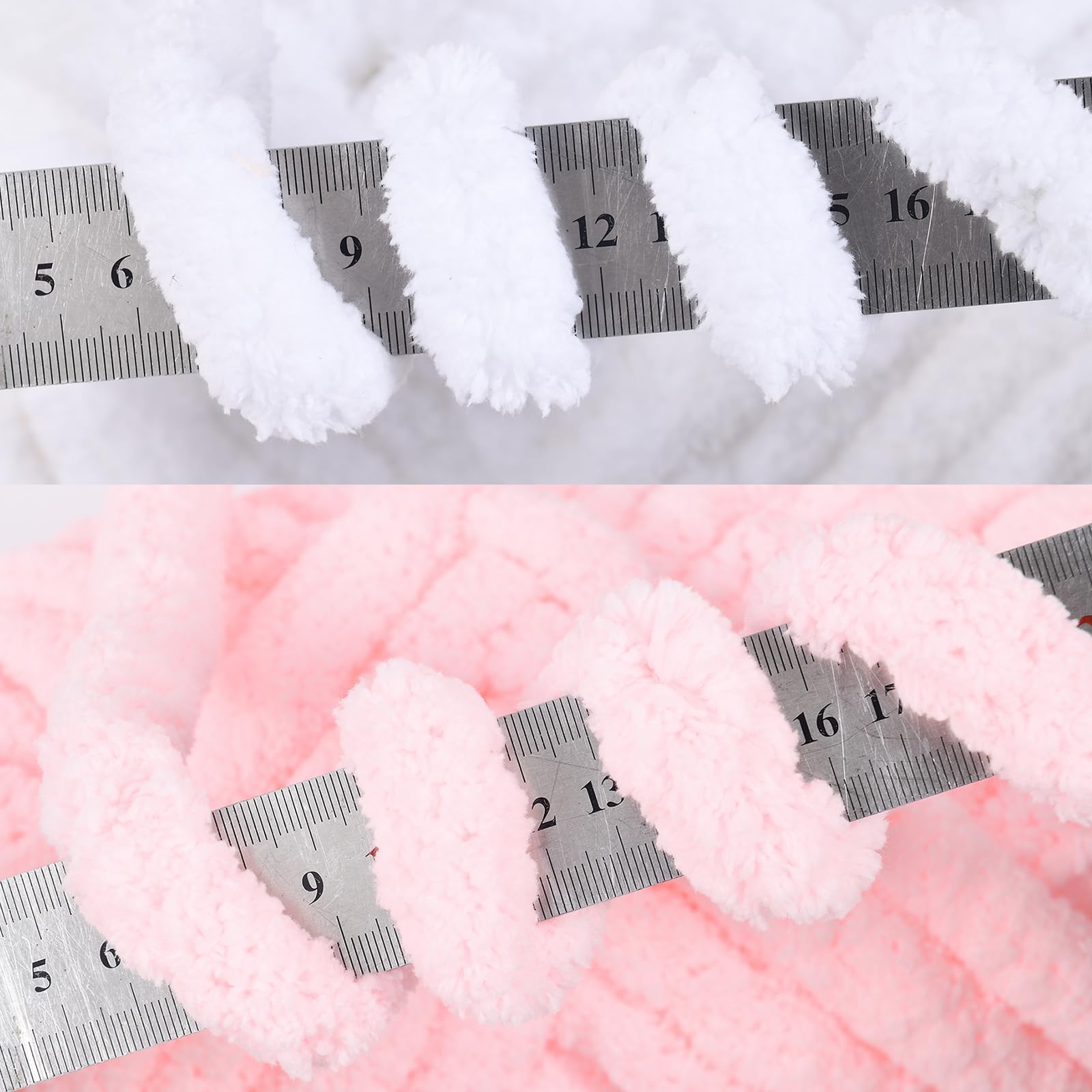 Filato di ciniglia grosso assortito per uncinetto, morbido, soffice, voluminoso, per lavorare a maglia e lavorare a maglia, Jumbo soffice e spesso (4 bianchi e 4 rosa, confezione da 8, 2 kg, 192