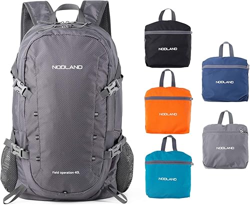 Miniatura 7 de NODLAND - Mochila ligera de senderismo de 40 litros, resistente al agua para camping, plegable, impermeable, para viajes para hombres y mujeres,