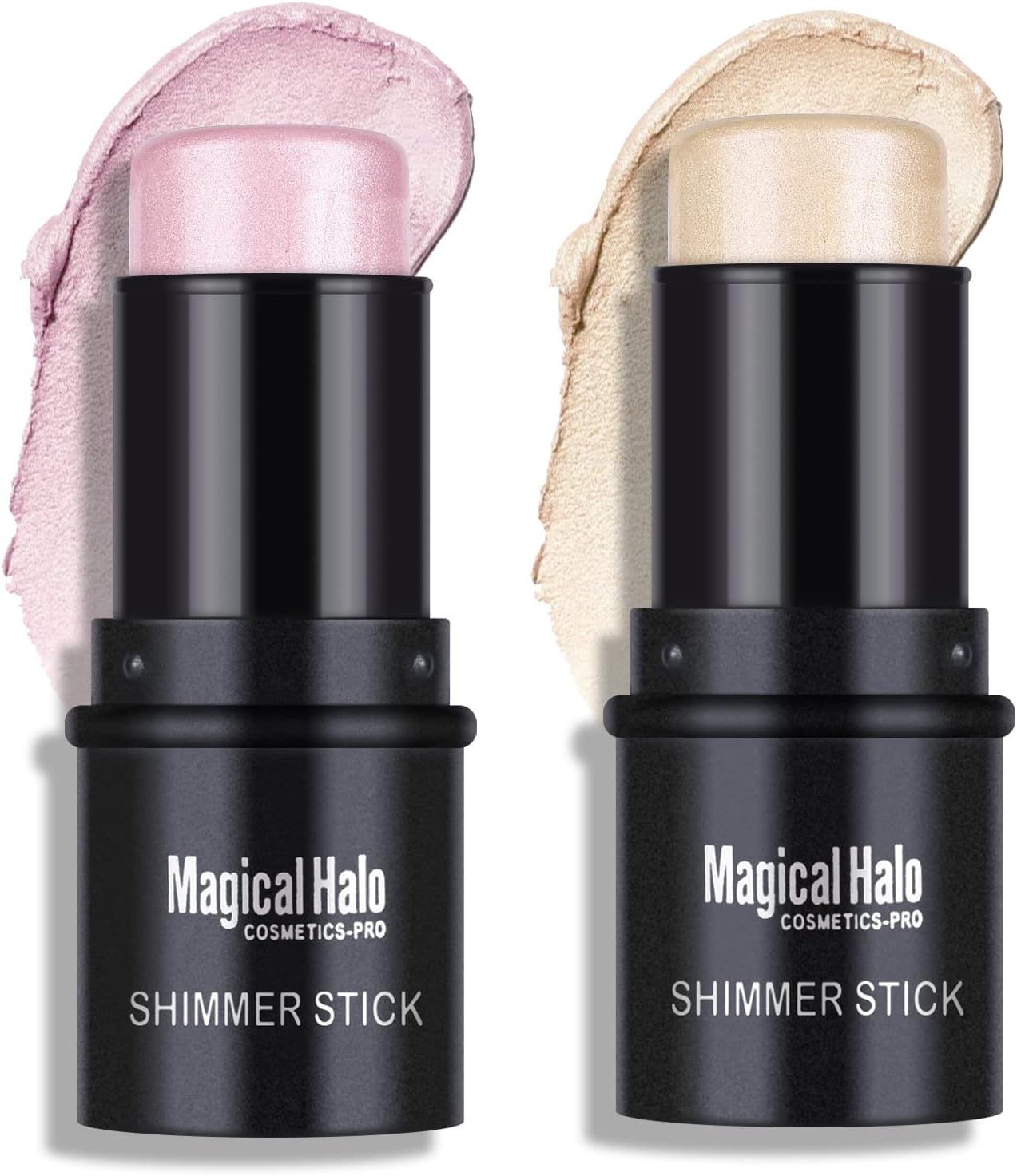 2 Colors Highlighter Stick, Shimmer Glow Cream Highlighter for Face & Body, Subtle Shimmer Face Illuminator, Buildable, Blendable, Smooth Hydrating Radiance Balm, for All Skin Types