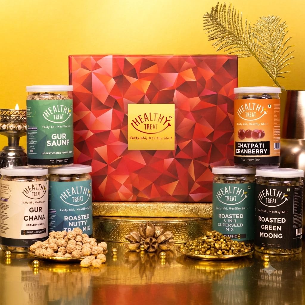 Healthy Treat Assorted Treat Rakhi Gift Hamper | Raksha Bandhan Gift With Roasted Healthy Snacks | Rakhi Gifts For Family and Friends | Healthy Roasted Snacks Hamper | Wholesome Corporate Gifting
