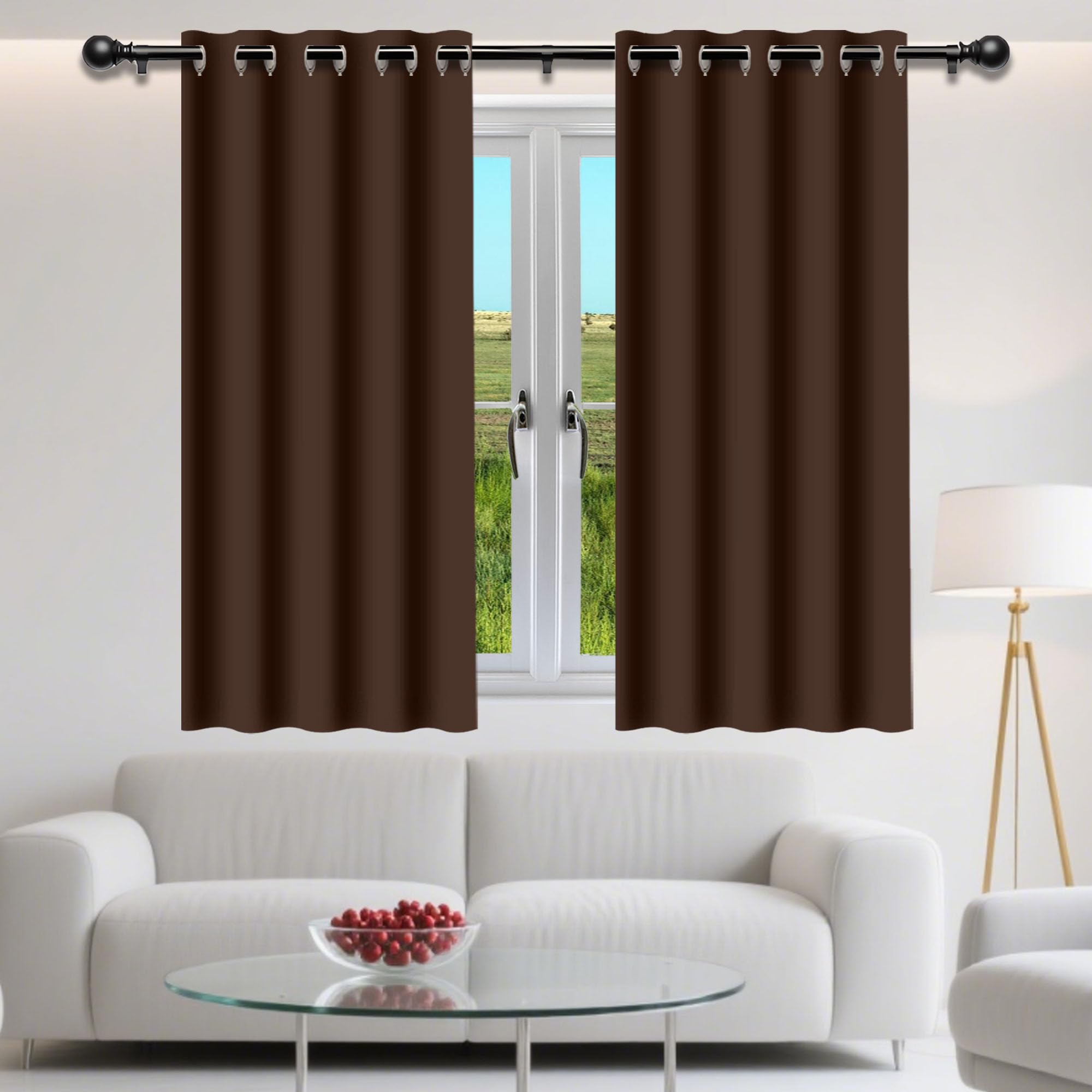 Rideaux Salon Anti Bruit 190x210 cm Brun 100% Bloquer Lumière à Oeillets