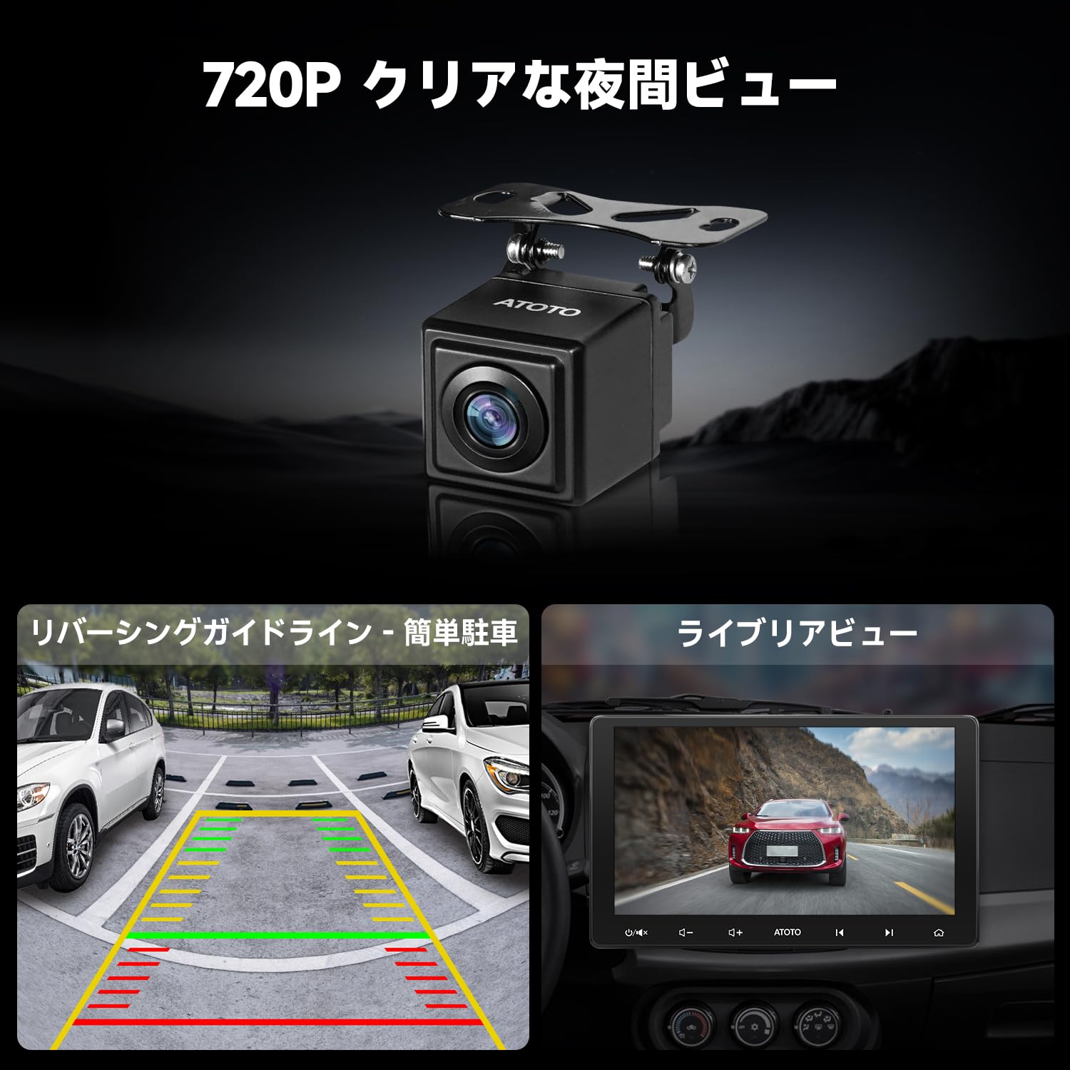 Amazon.co.jp: ATOTOZONE AC-HD02LR 720P バックカメラ、ライブ