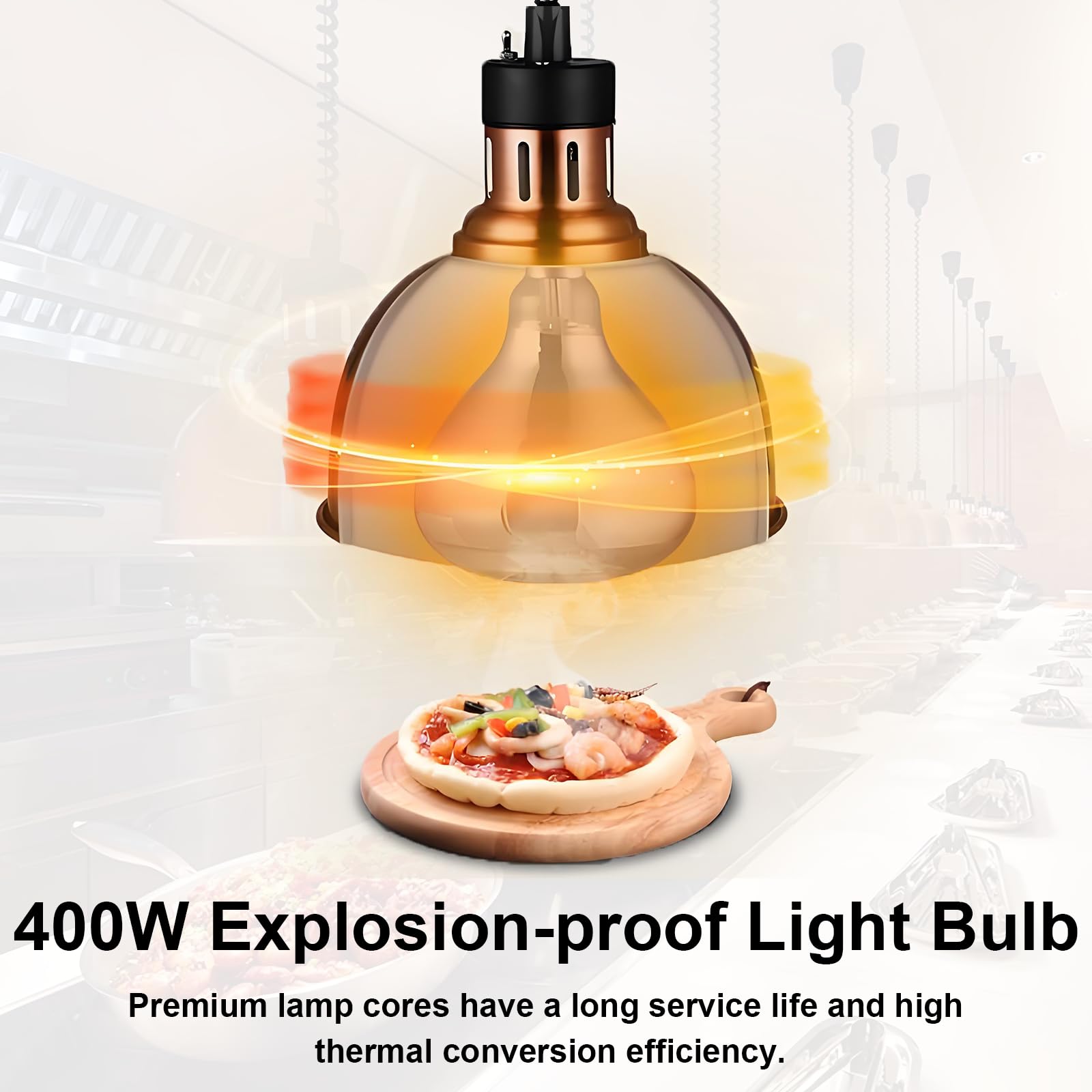Lampade Riscaldanti Cucina, Lampada Riscaldante per Alimenti Regolabile, Sospeso Lampada Scaldavivande Ristorante, 250W Lampade Scaldavivande Cucina, Ristoranti, Hotel(B-25cm,3 Pezzi)