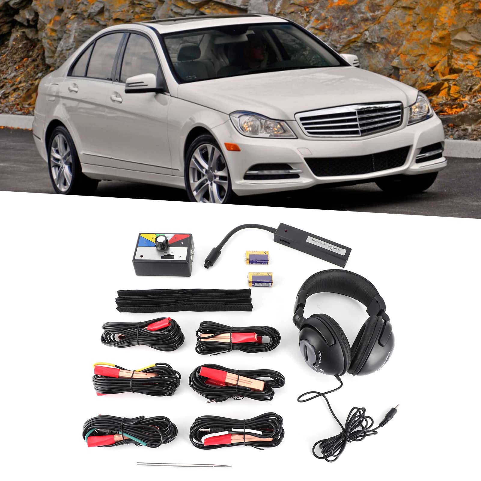 Diagnostic Tool, Kit de Detector de Sonido del Motor de 6 Canales Probador automotriz para la detección de Ruido del Tanque de de transmisión