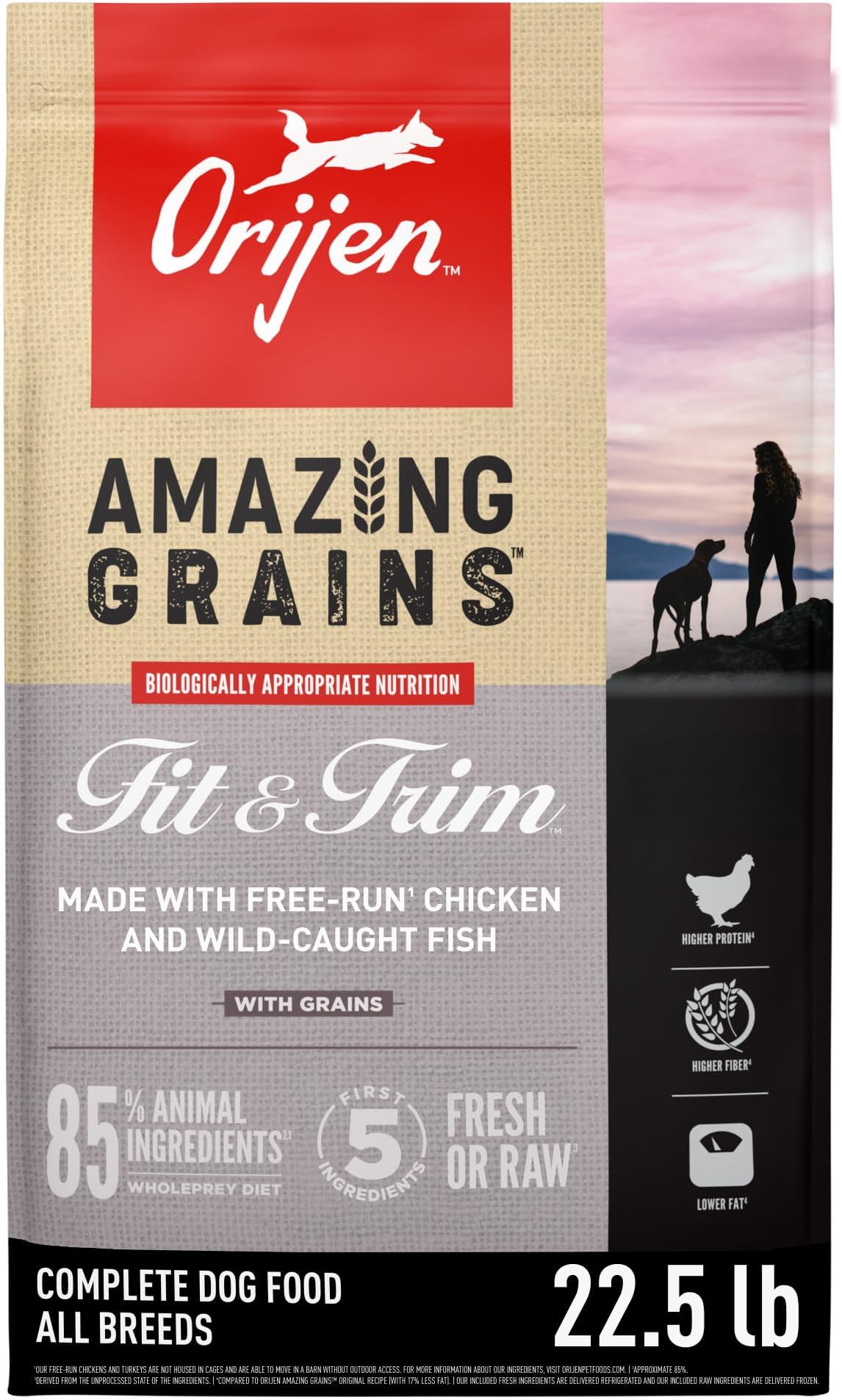 Amazing Grains High Protein Dry Dog Food Fit & Trim Recipe 22.5lb Bag
