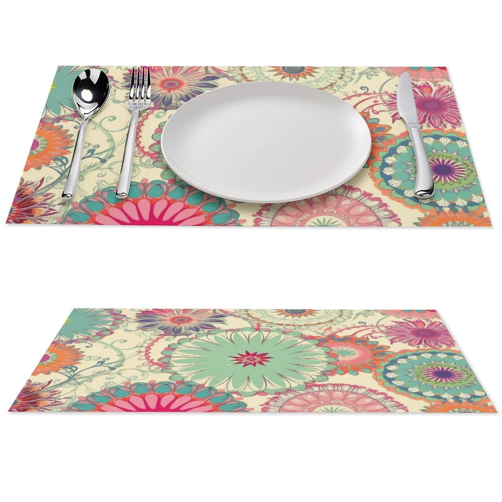 Tapis de table antidérapant lavable lot de 6 sets ronds en PVC fini les taches de chaleur