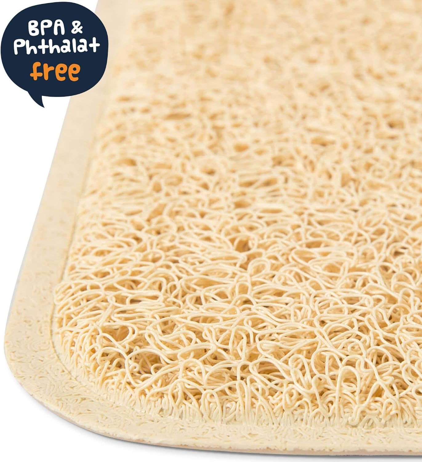Smiling Paws Pets - Extra Large Cat Litter Mat - Pet Rug - Catches Litter That Spills Outside Litter Box - Easy to Clean - Non-Slip - Litter Box Mat - Kitty Litter Catcher - Beige L Size (35" x 23.5”)