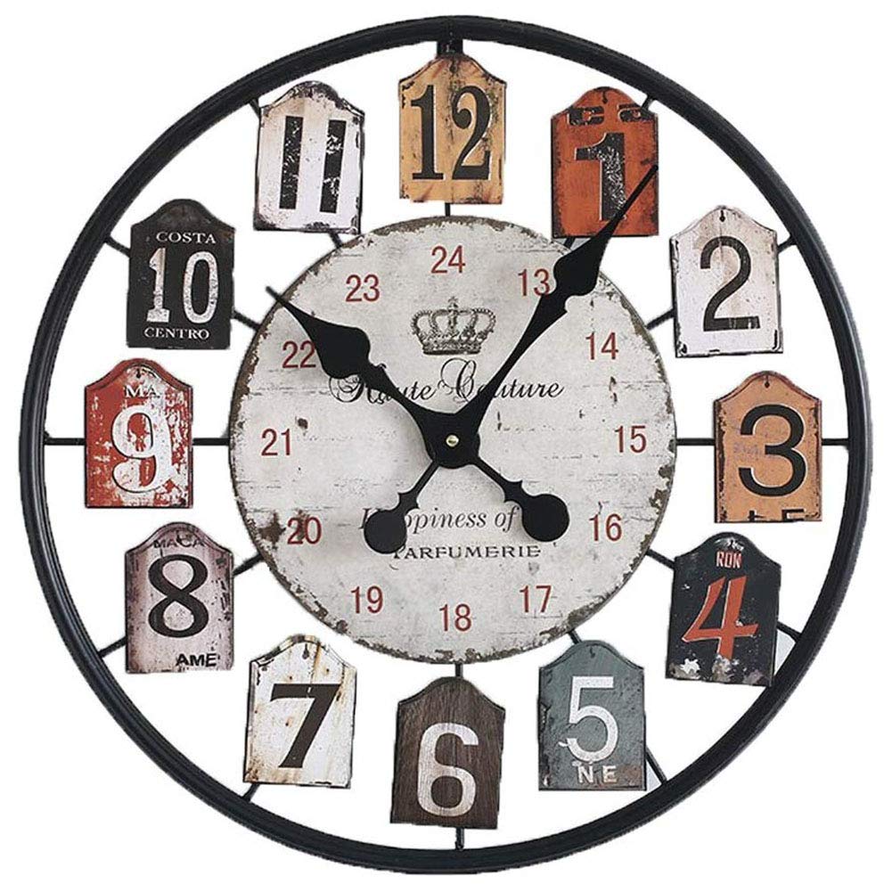 VHKJewE 50cm Iron Silent Wall Clock With Arab Numerals