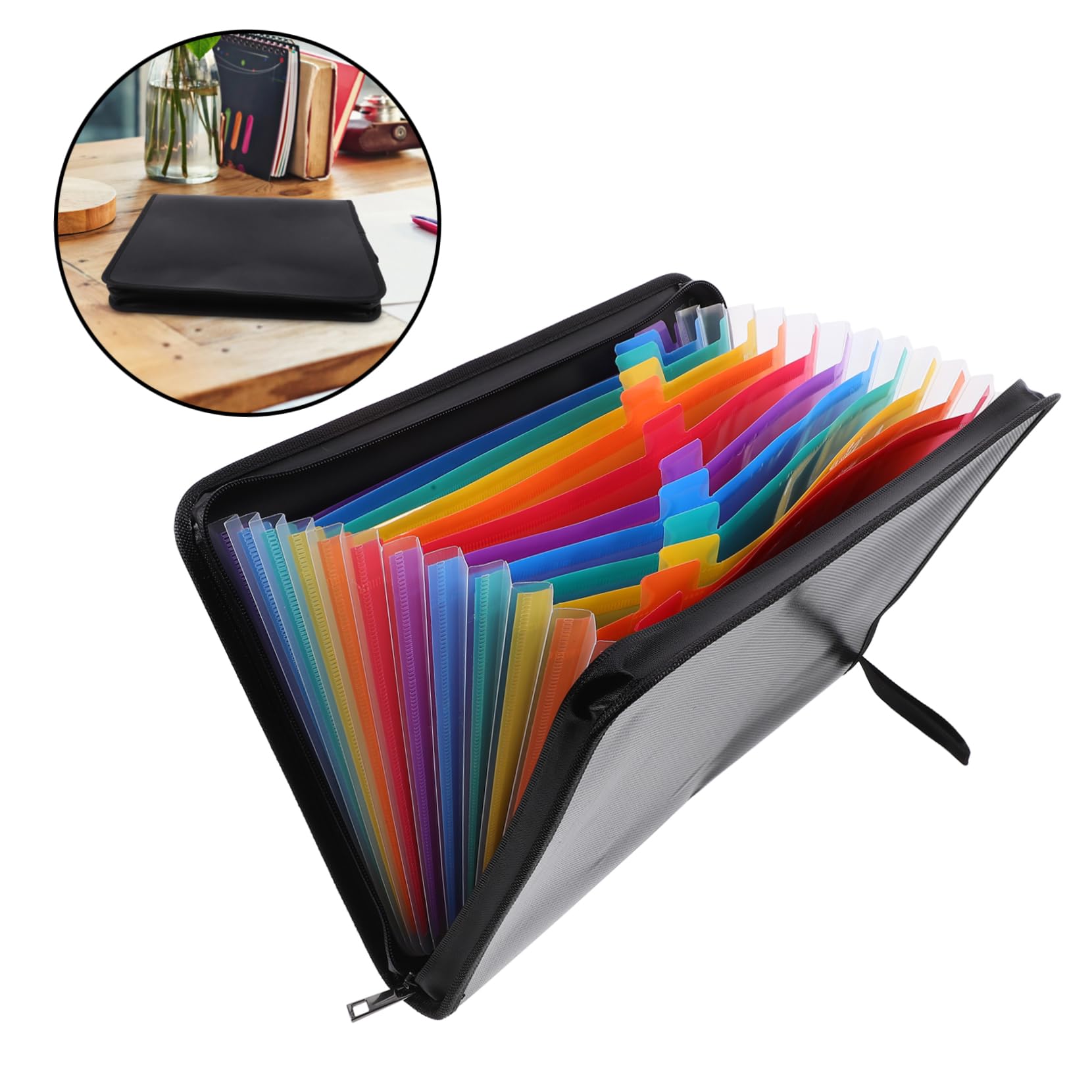Hemobllo Portadocumenti Espandibile con Scomparti Colorati e Chiusura Zip Organizer Leggero e Resistente per Fatture Ricevute e Contratti per Ufficio e Casa