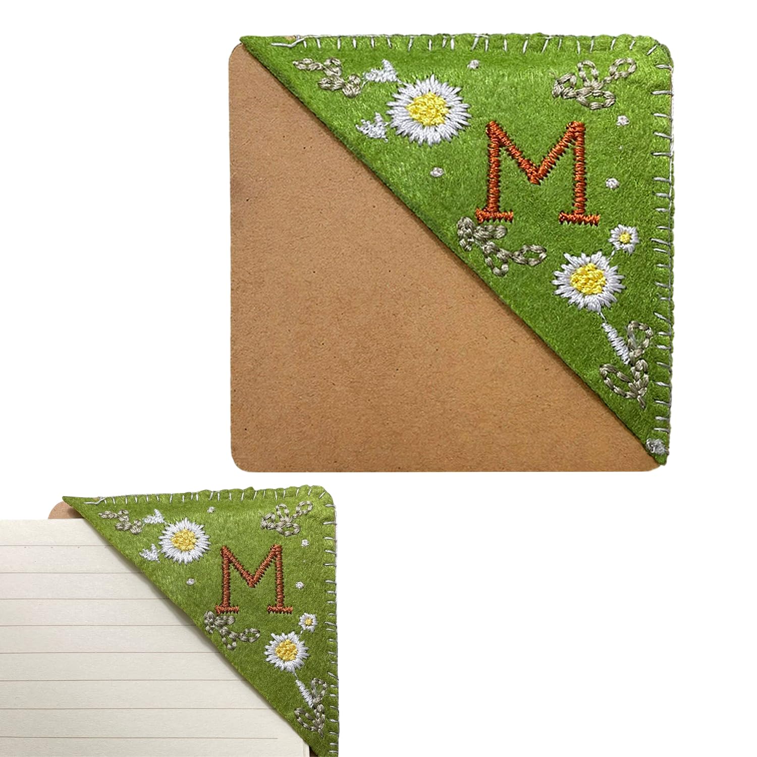1 marcapáginas triángulo para mujer, marcapáginas con letras bordadas, marcapáginas personalizado, marcapáginas hecho a mano, decoración de esquinas, regalo perfecto para mujeres
