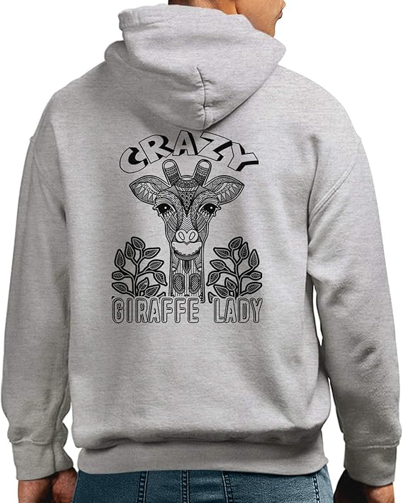 In Prink Crazy Giraffe Lady Unisex Hoodie, Giraffe Clothes Sweatshirts