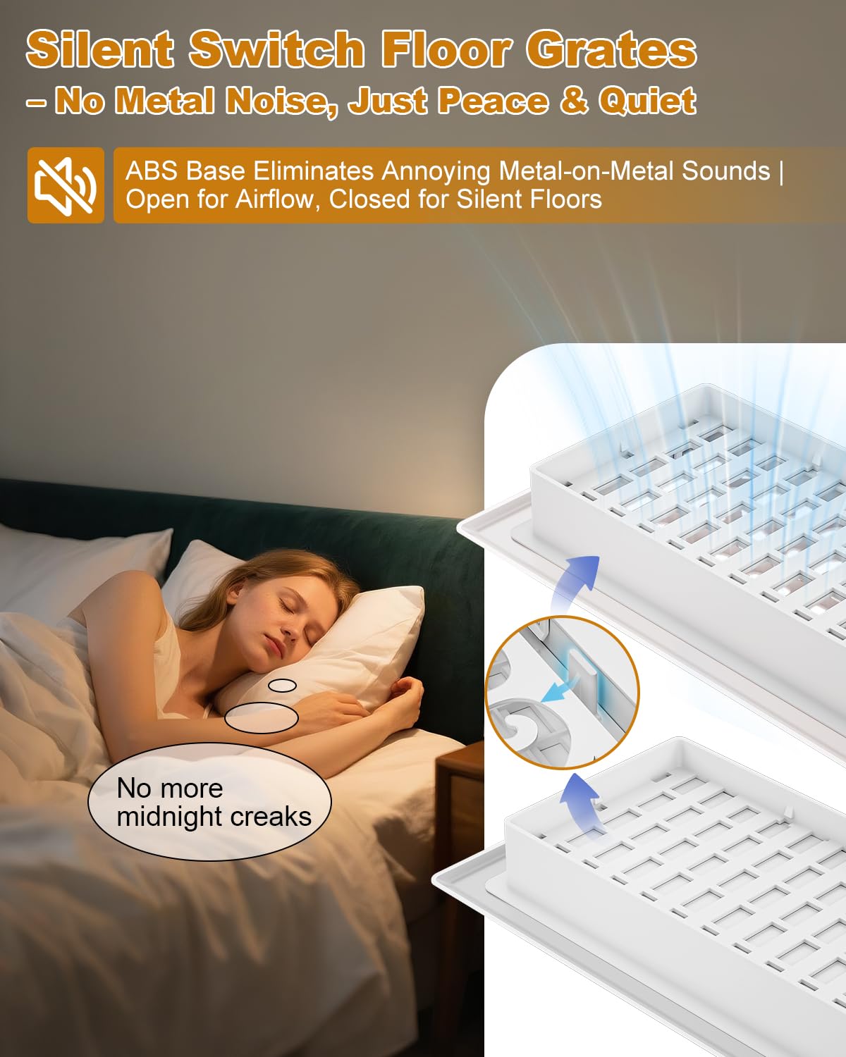 4x10 Floor Register Vent Cover – Heavy Duty Walkable Floor Vent Covers for Home Floor & Wall - Decorative White Thicker Metal HVAC Floor Vents with Adjustable Airflow Lever - 5 Pack - Scroll Design - 5