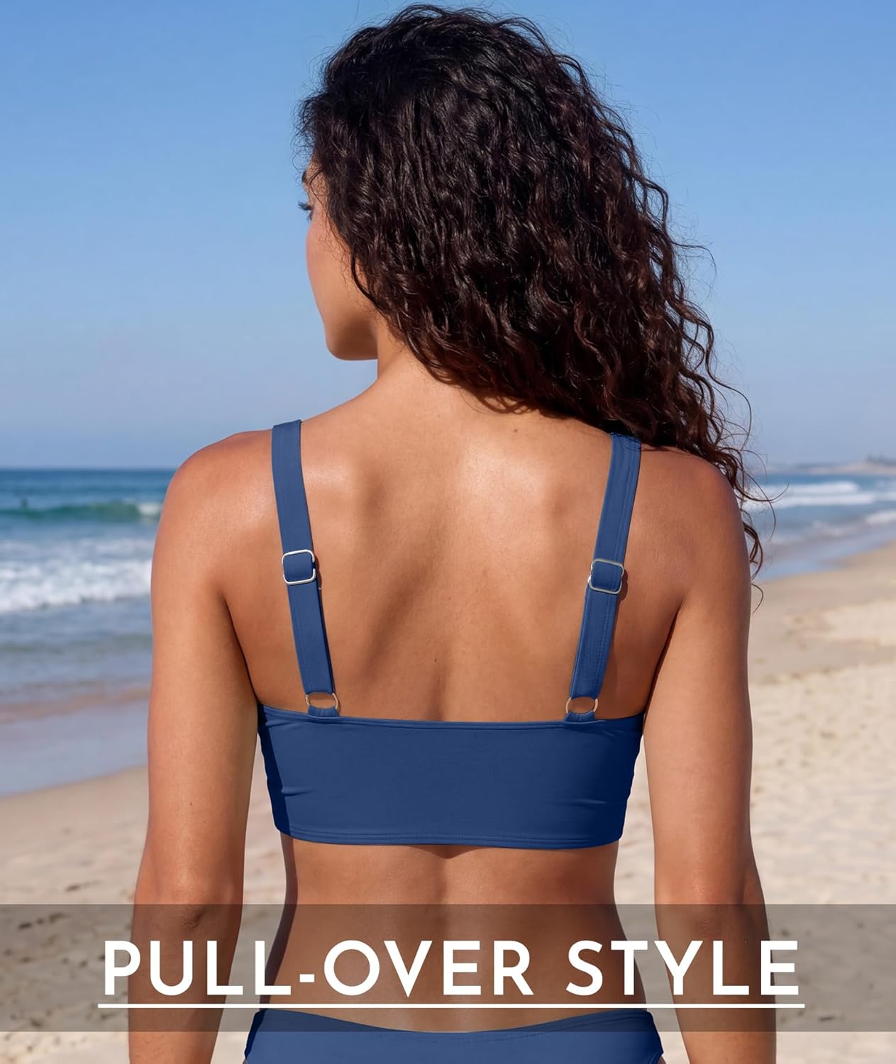 American Trends Bikini Tops for Women Keyhole Cutout Twist Front Swimsuit Top Wide Strap Padded Bathing Suit Top Only