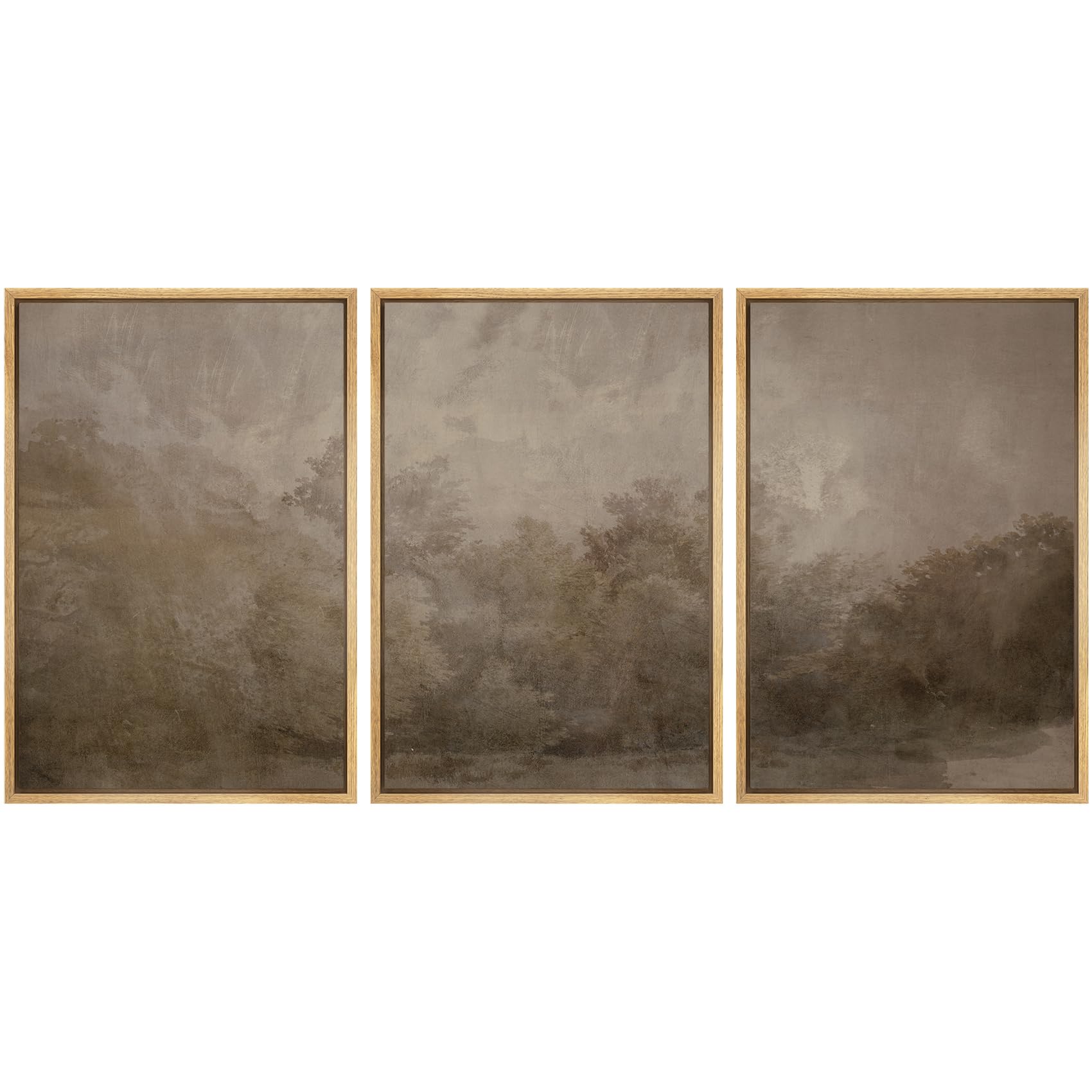 SIGNWIN Framed Canvas Print Wall Art Set Blue White Grunge Geometric Pattern Abstract Shapes Cozy Neutral Decorative Contemporary Minimal for Living Room, Bedroom, Office - 24"x36"x3 Natural — view 94