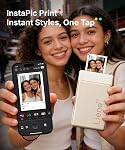 Liene Pearl N200 Pro Portable Photo Printer, Instant Mini Picture Printer for iPhone Smartphone, Thermal Dye Sublimation, Bluetooth Sticker Printer 50 Sheets 2x3 Adhesive Paper & 5 Cartridges, Gold