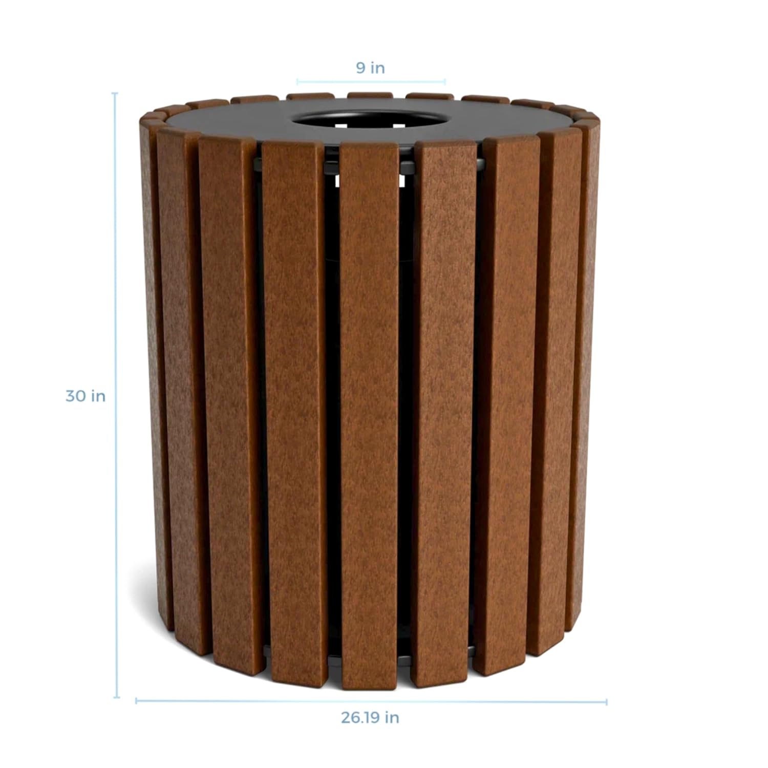 33 Gallon Outdoor Trash Receptacle – Durable, Weatherproof, UV-Protected Waste Bin with Rigid Liner – Heavy-Duty Commercial Trash Can for Parks, Offices & Public Spaces - Brown