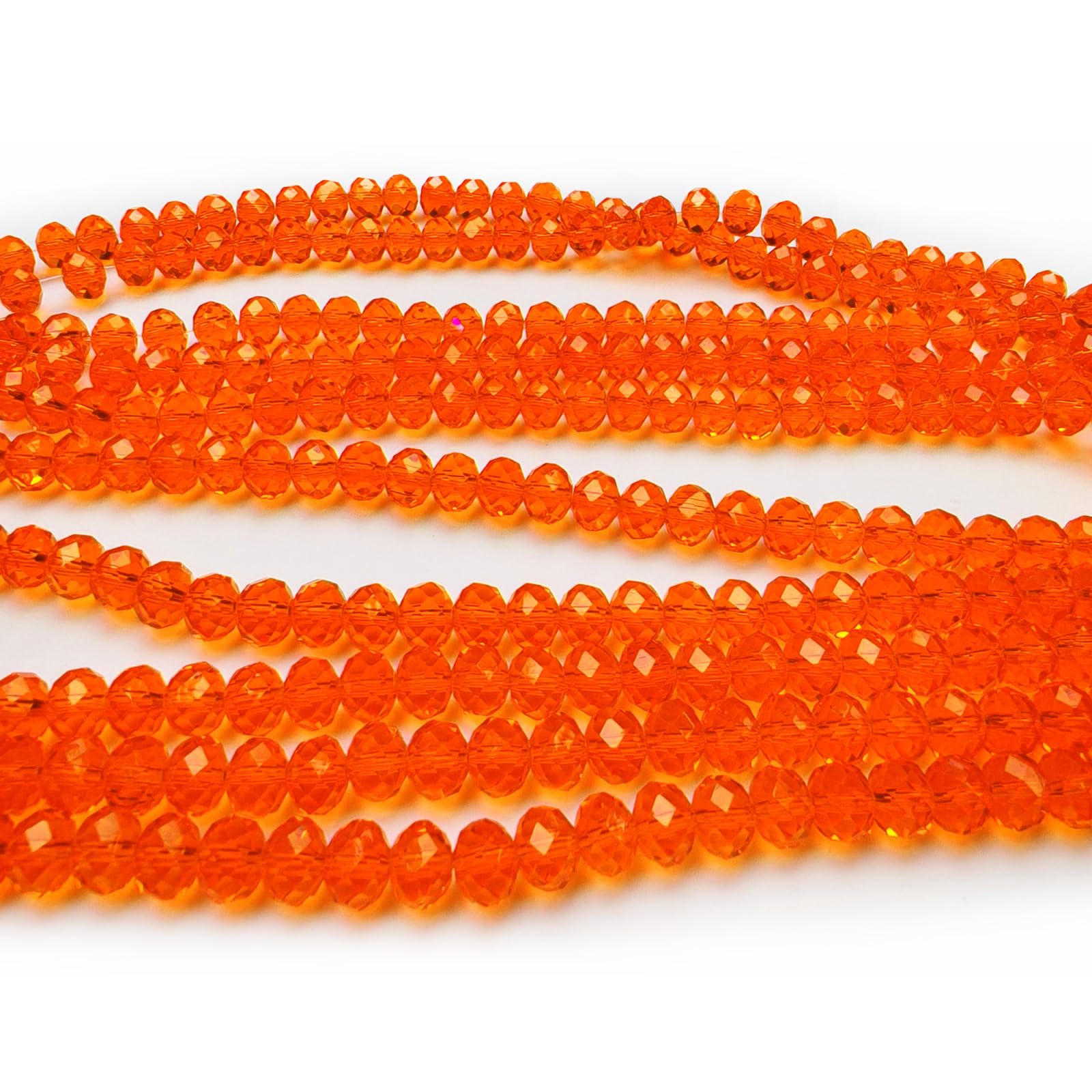 4mm Rondelle Glass Beads for Jewelry Making, Faceted Briolette Crytal Spacer Beads for Bracelet Necklace Earring, Orange Red 1200pcs