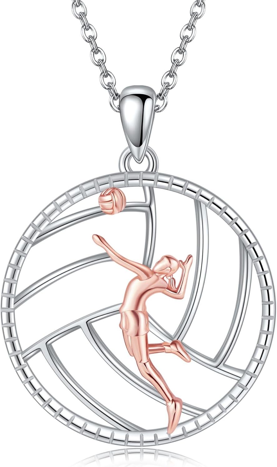 Volleyball/Pickleball/Tennis/Softball/Gymnastics/Cheer/Soccer Necklace Sterling Sil...
