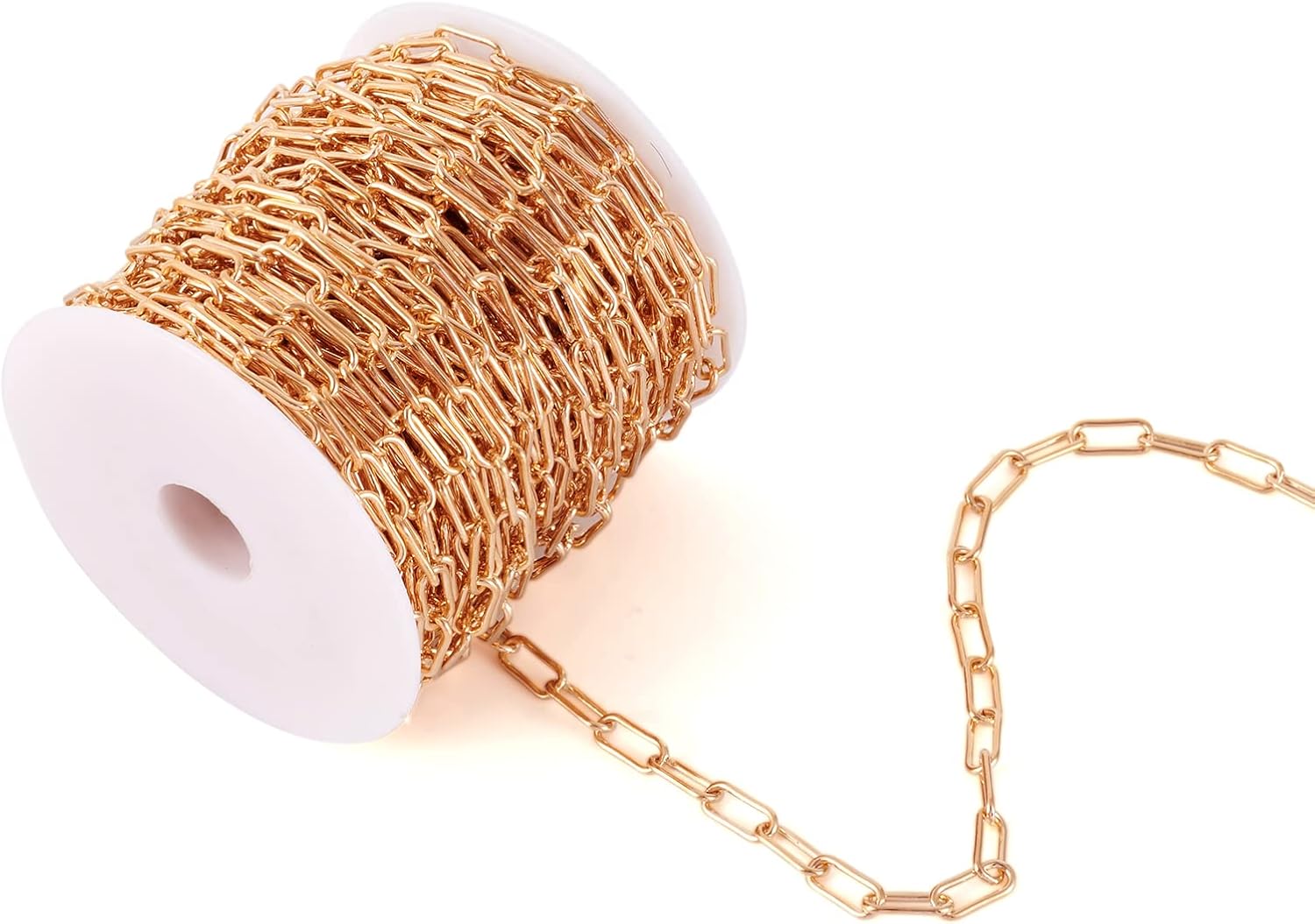 FASHEWELRY 82 Feet/25M Iron Paperclip Chains 16x7x1.6mm Unwelded Metal Cable Chains with Spool for Bracelet Necklace Jewelry Making (Gunmetal)