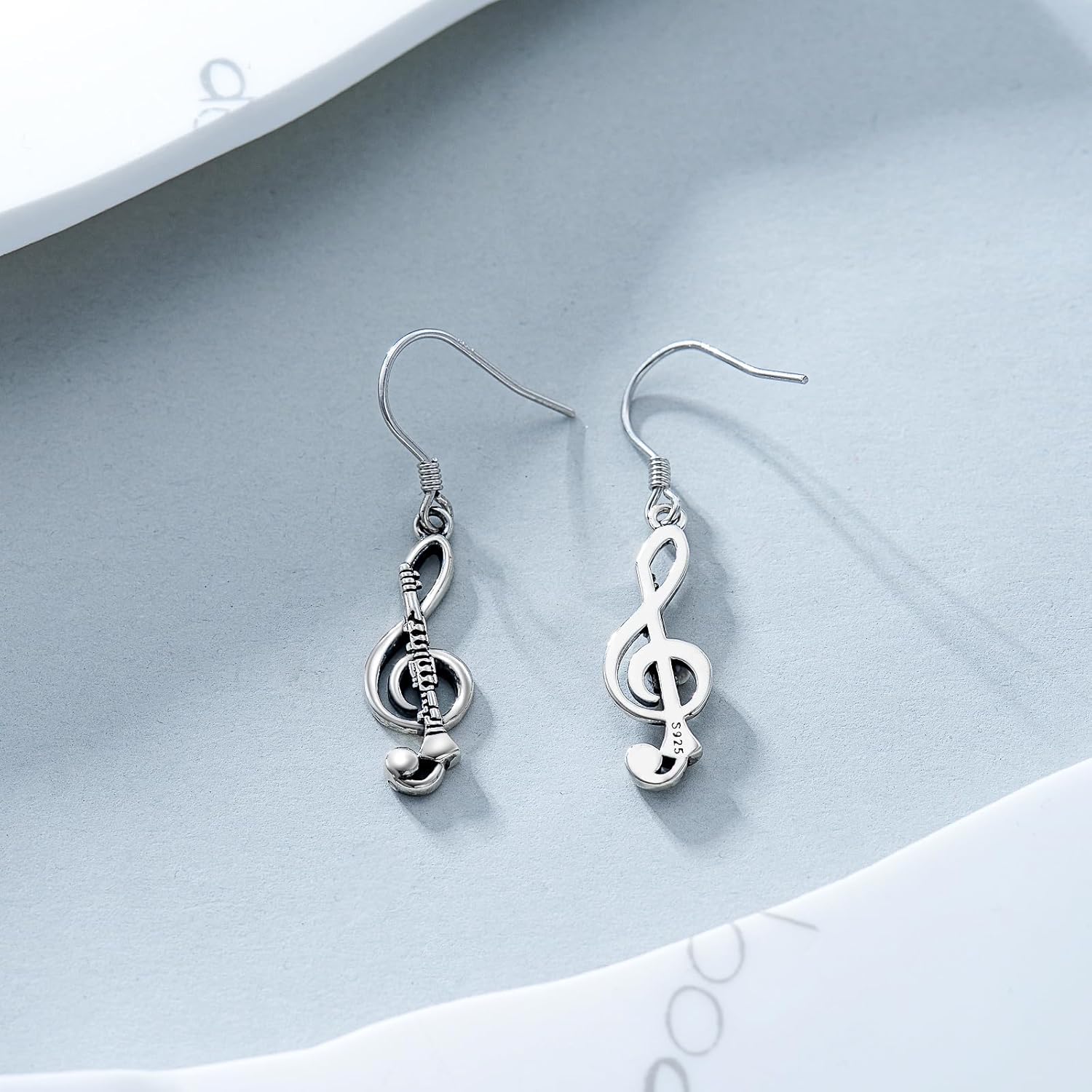 URONE Music Instrument Earrings 925 Sterling Silver Trumpet/Guitar/Clarinet/French Horn Earrings Instrument Jewelry Gifts For Women