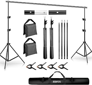 Backdrop Stand, BDDFOTO 6.5X10ft Adjustable Background Stand Support System Kit, Backdrop Frame with Sandbags