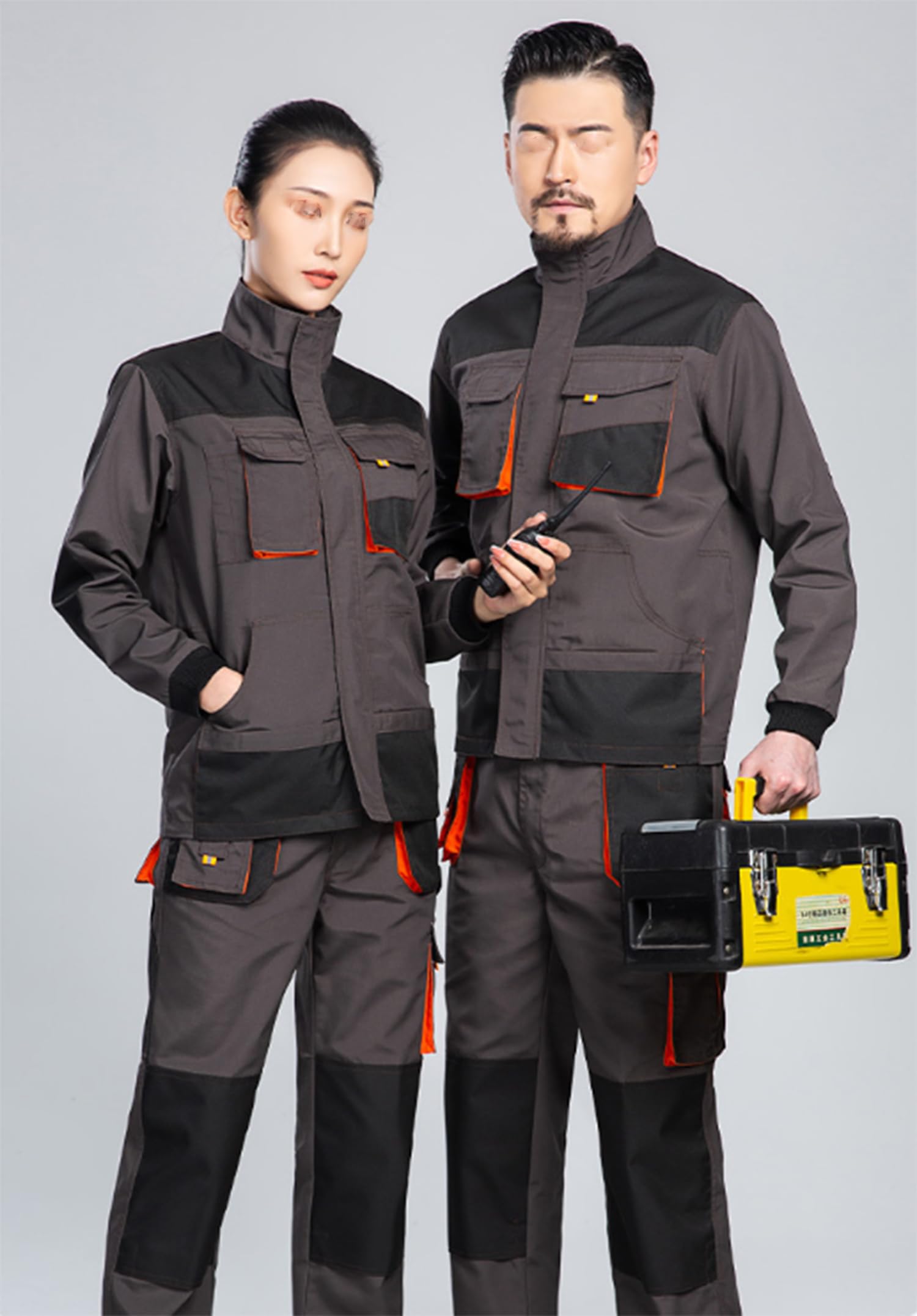 Mono de Trabajo Unisex Duradero para protección Laboral Traje de Mono de Manga Larga Chaqueta y pantalón con múltiples Bolsillos para talleres de Soldadura Ingeniería
