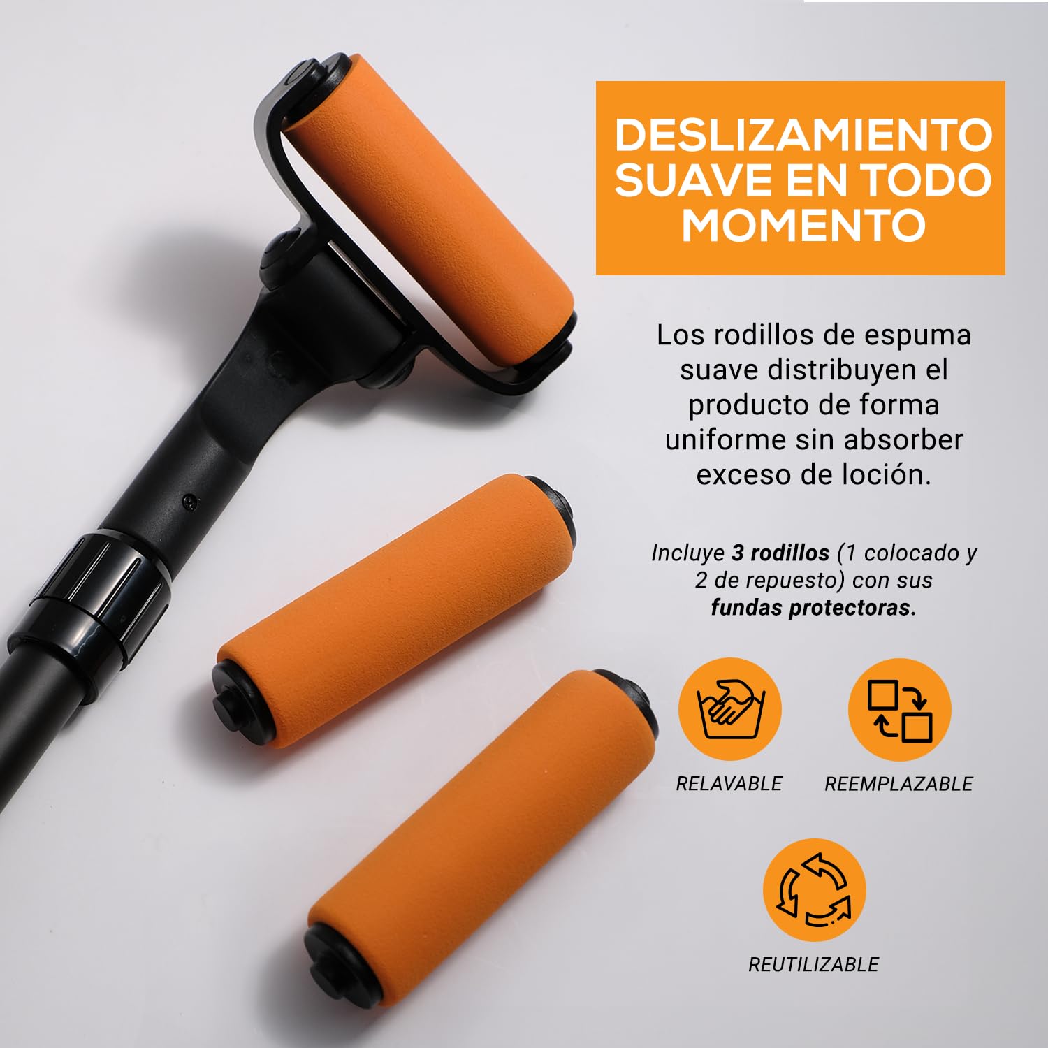 EZPIK Aplicador de Crema Espalda - Esponja con Mango Largo Extensible hasta 58 cm - Diseño Curvo para Aplicar Crema Espalda Solo y para Personas Mayores y con Movilidad Reducida