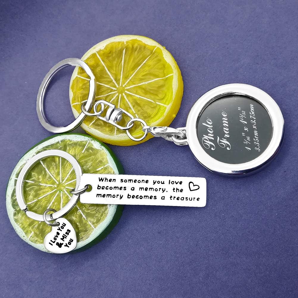Miniatura 4 de Juego de llaveros de marco de fotos conmemorativo con texto en inglés "When Someone You Love Becomes a Memory Keychain Miss You" (2 unidades),