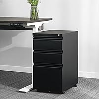 Vista 1 de Archivador clásico de 3 cajones de 15.4 pulgadas de ancho con cerradura, gabinetes de llenado de metal para tamaño legal/carta para oficina en casa