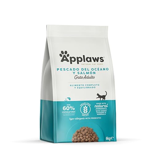 Applaws Alimento seco completo para gatos, peces de mar con salmón, para gatos adultos