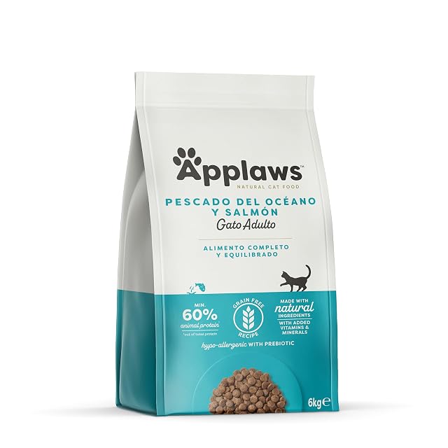 Applaws Alimento seco completo para gatos, peces de mar con salmón, para gatos adultos