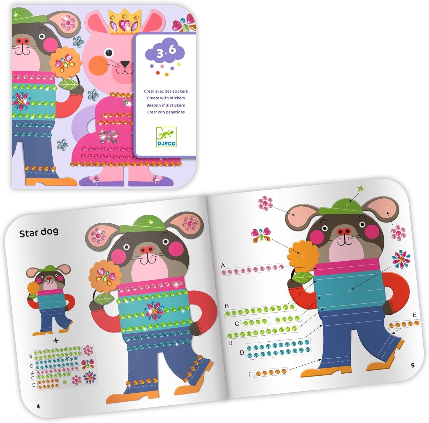 DJECO - A&C Skill Games, Multicolor (30090) - Craft Projects - Glow-in-The-Dark Stickers - Enhances Creativity and Safe for Children