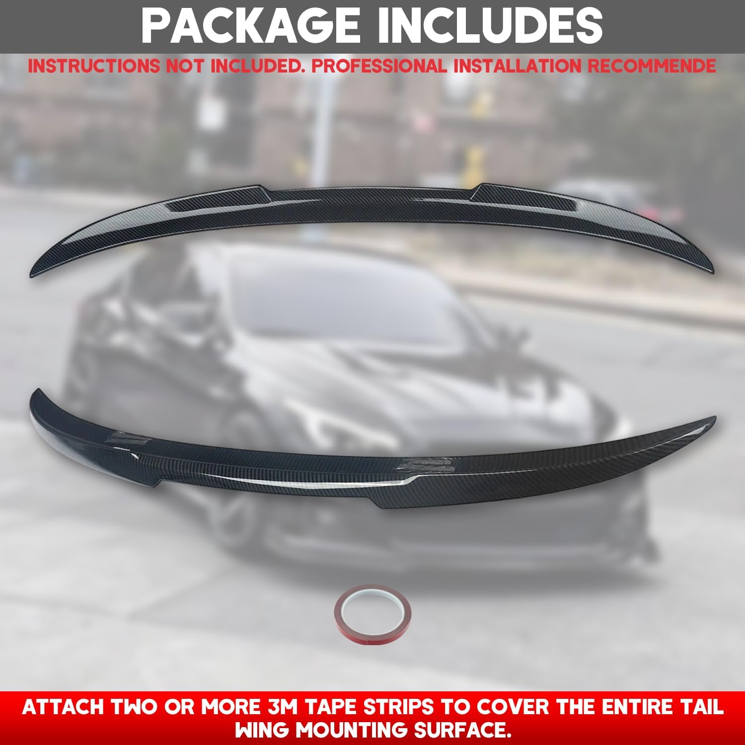Rear Spoiler for 2014-2024 Infiniti Q50, Back Wing Trunk Spoiler Top High Wing Q50 Body Kit Exterior Accessories (Carbon Fiber)
