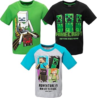 Minecraft Boys 3-Pack T-Shirts Little Kid to Big Kid