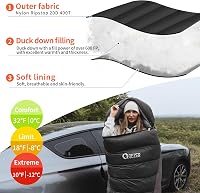 Sac de dormit de iarnă cu puf QEZER, formă dreptunghiulară, 4 anotimpuri, ușor, 1180 g - 1860 g, pentru adulți și copii, ideal pentru camping și drumeții 3
