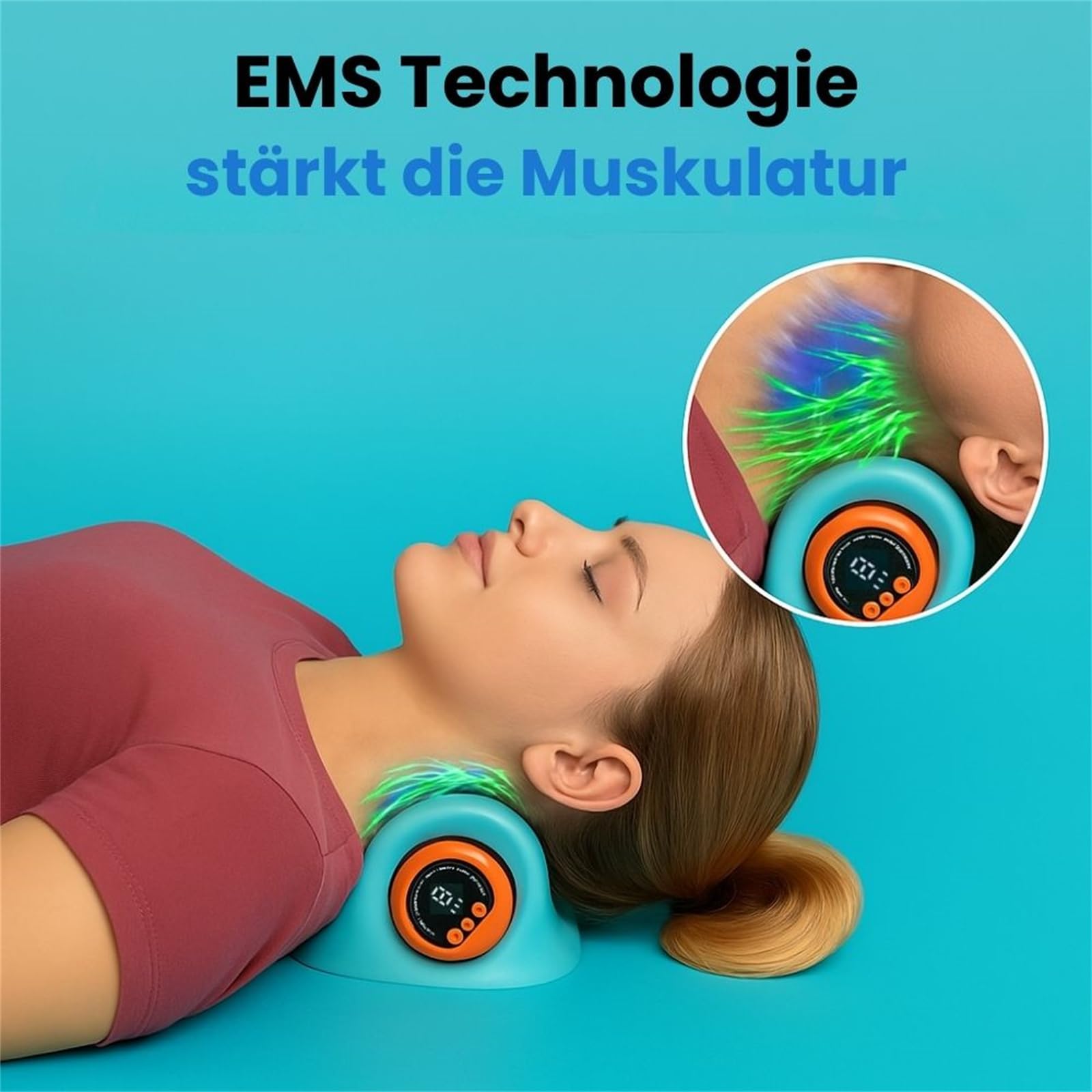 azouna SmartNeck 4-in-1 Nackenmassager Kabelloses Nackenmassagegerät mit Heizung 3 Modi, 6 Frequenzen für optimale Entspannung von Nacken und Schultern