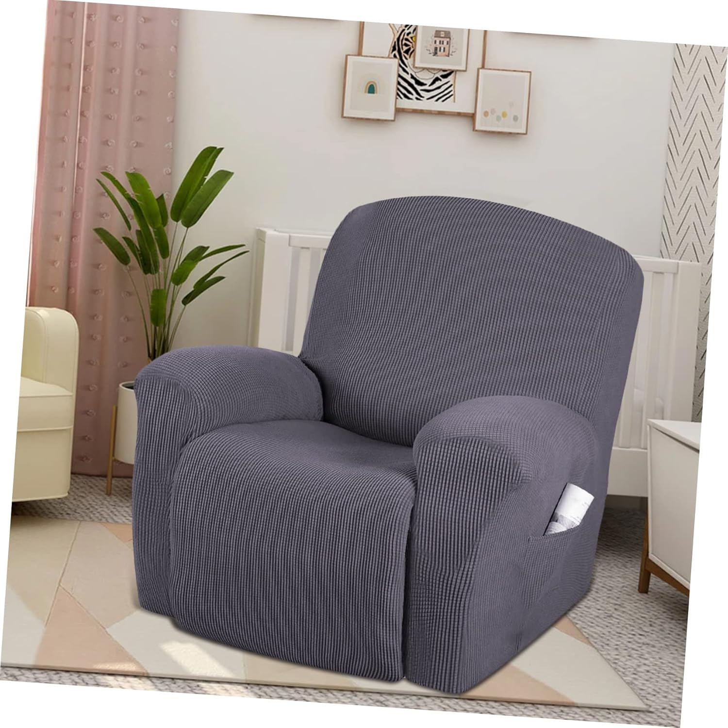 Stretch Recliner Slipcovers Soft Fleece Fabric Full Coverage Waterproof 1-Piece Design for Living Room Furniture Easy Installation Suitable for Armchairs and Recliners