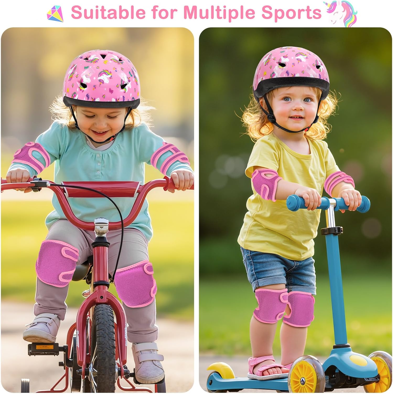 Toddler Helmet, Baby Infant Bike Helmet with Toddler Knee Pads and Elbow Pads Set for Kids 1-3 Years, Adjustable Baby Bike Helmets for Scooter Bicycle