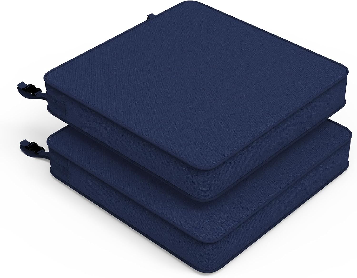 Navy Blue Foam Square Outdoor Dining Chair Cushions Set of 2