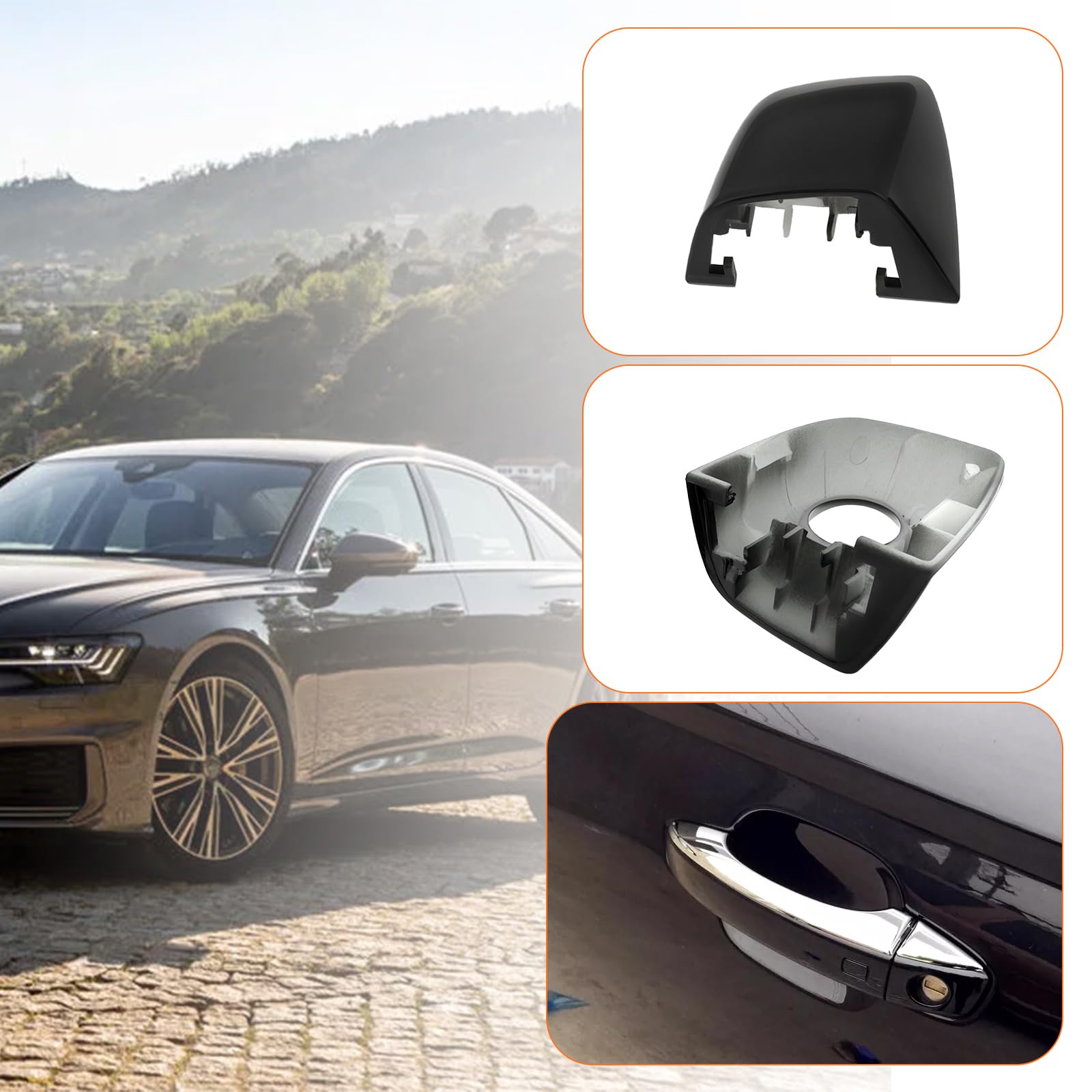 SG Store 1 para pokrowców na klamki drzwi samochodu lewa przednia i prawa przednia 4H 1837879 wykończenia dziurki od klucza kompatybilne z Audi A6 C7 A8 D4 odpowiednie do napędu po lewej stronie,