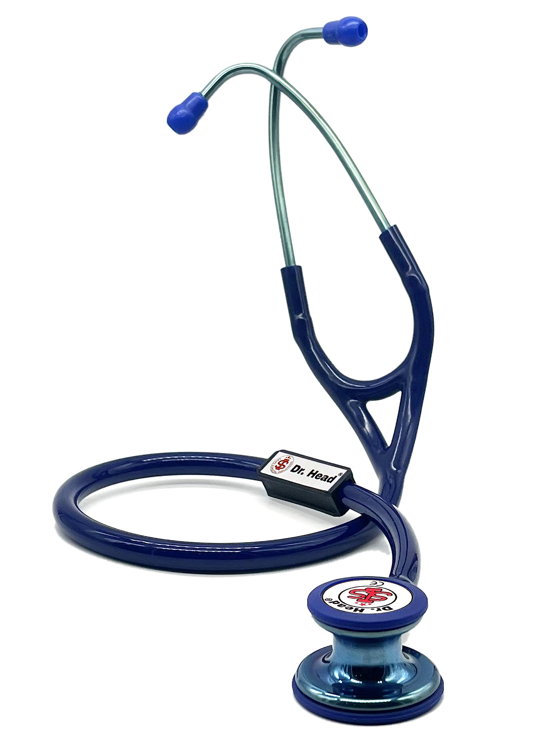 Dr. Head Blue Shine Stethoscope For Doctors, and Medical Students Stainless Steel Acoustic Stethoscope | Adult & Pediatric Stethoscope With Double Sided Chestpiece