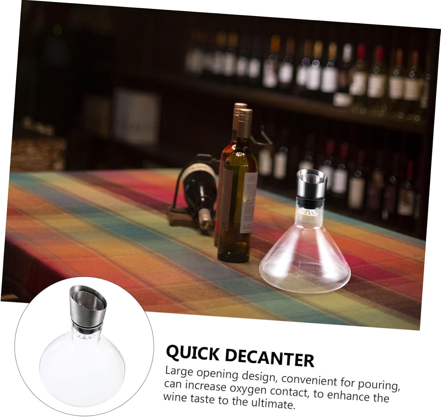 ERINGOGO Glass Wine Decanter with Fast Aeration and Large Opening Design Clear Transparent Glass Pourer for Mellow Flavor Enhancement Space Saving Simple Structure Easy to Use and Carry