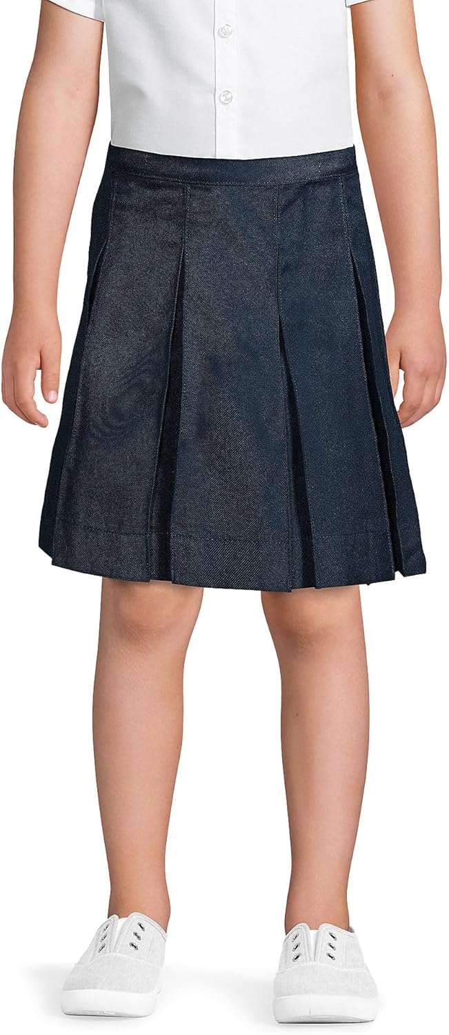 Lands' End School Uniform Girls Solid Box Pleat Skirt Top of Knee