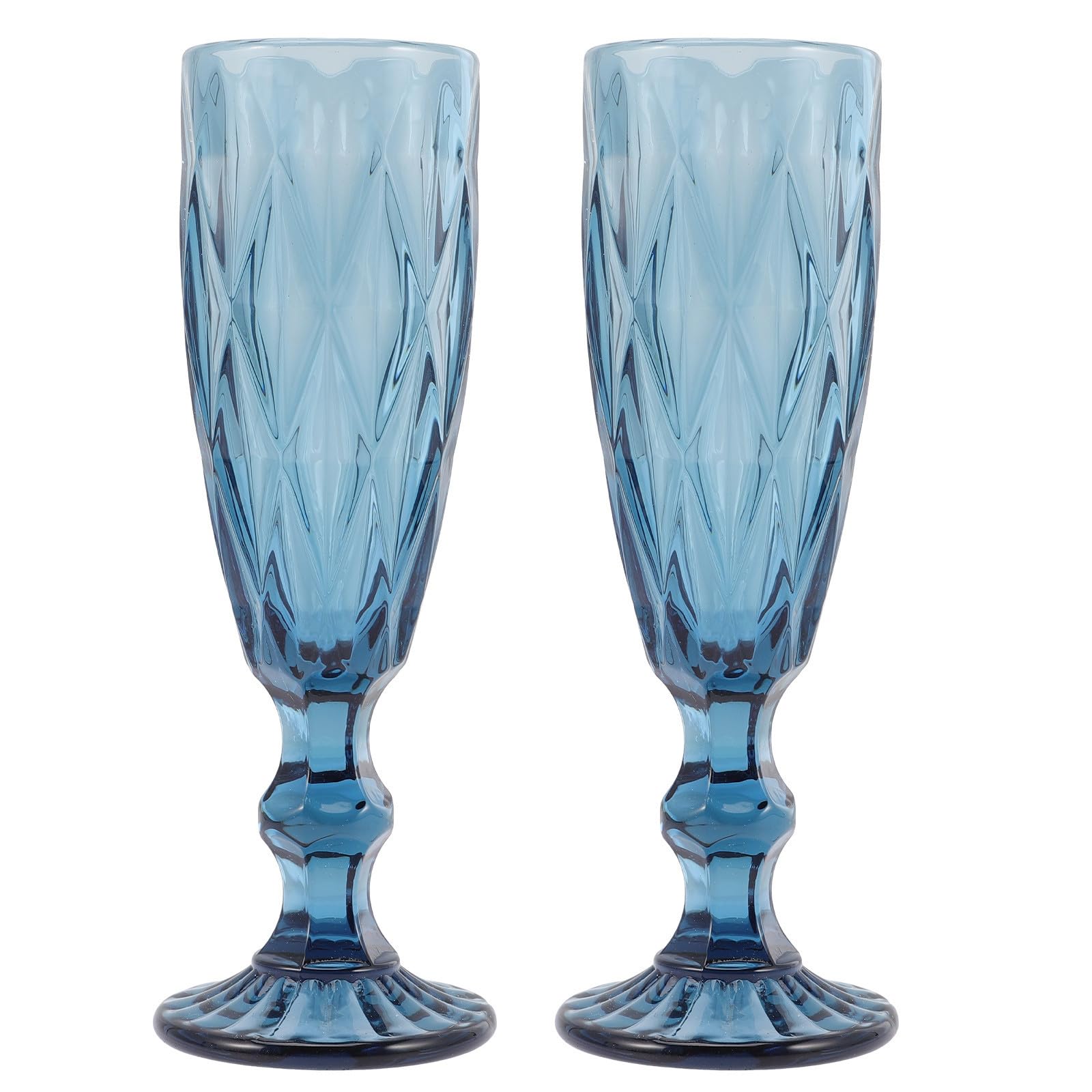 Flûtes à boire en verre bleu HEMOTON lot de 2 verres rétro pour anniversaire