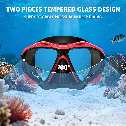 Miniatura 4 de Scuba Mask Adults, Diving mask, Snorkel Swimming Goggles with Nose Cover for Youth, Free Diving Mask, Panoramic HD Tempered Glass Snorkeling Gear
