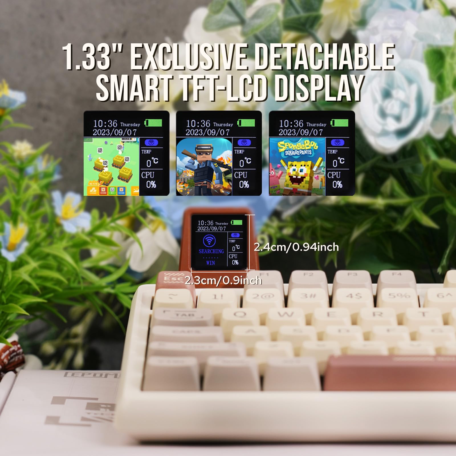 EPOMAKER RT100 97 Tasti Modalità tripla Tastiera da gioco meccanica con schermo di visualizzazione personalizzabile, presa sostituibile a caldo, batteria da 5000mAh per Win/Mac (Gateron Pro Yellow)